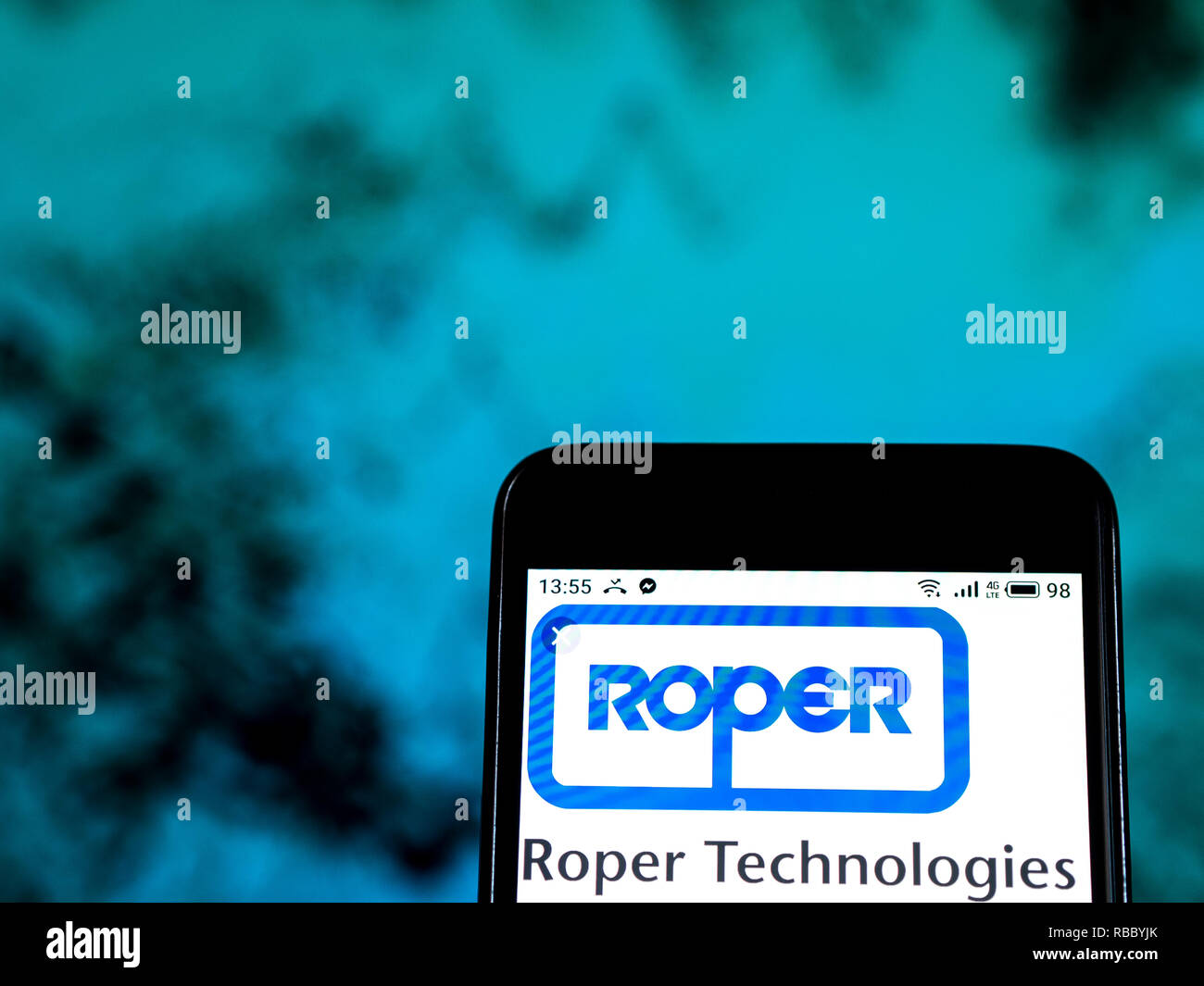 Roper Technologies, Inc. logo seen displayed on smart phone Stock Photo