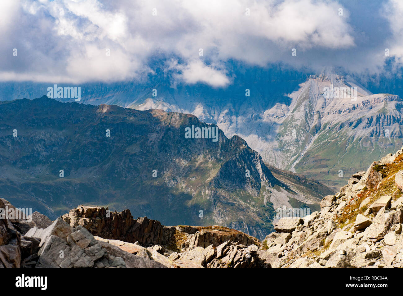 Western Alps are the western part of the Alpine range. Stock Photo
