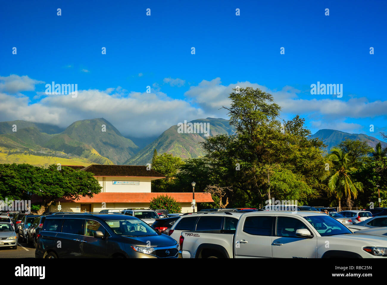 Historic Lahaina, Maui, 1st Capital of the Hawaiian Islands and former whaling town. Stock Photo