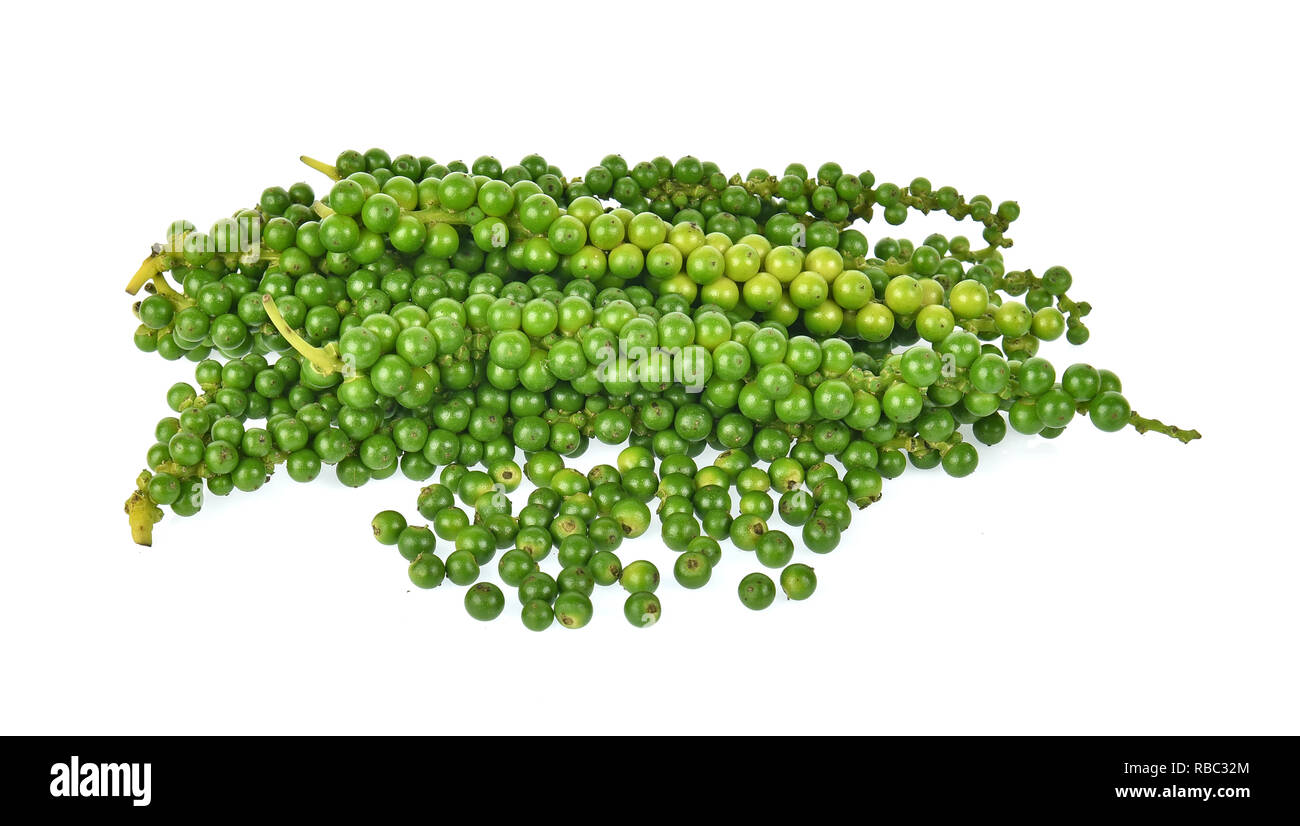Fresh green peppercorns isolated on a white background Stock Photo Alamy