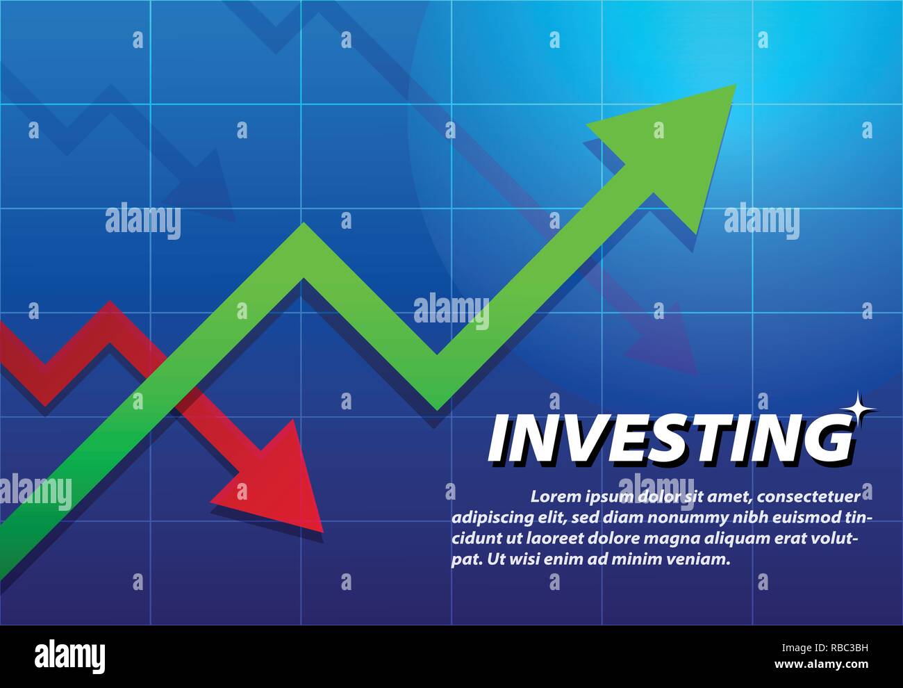 Trending Arrow up, investing background, vector art Stock Vector
