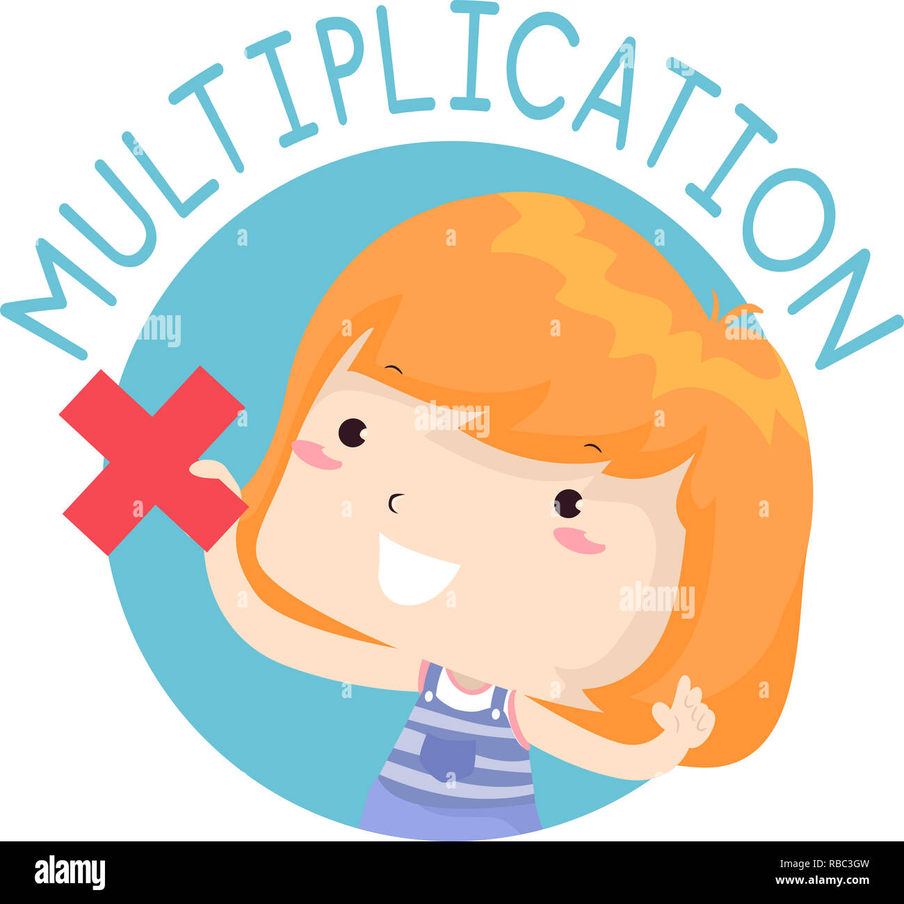 Illustration of a Kid Girl Holding an X Multiplication Sign Stock Photo