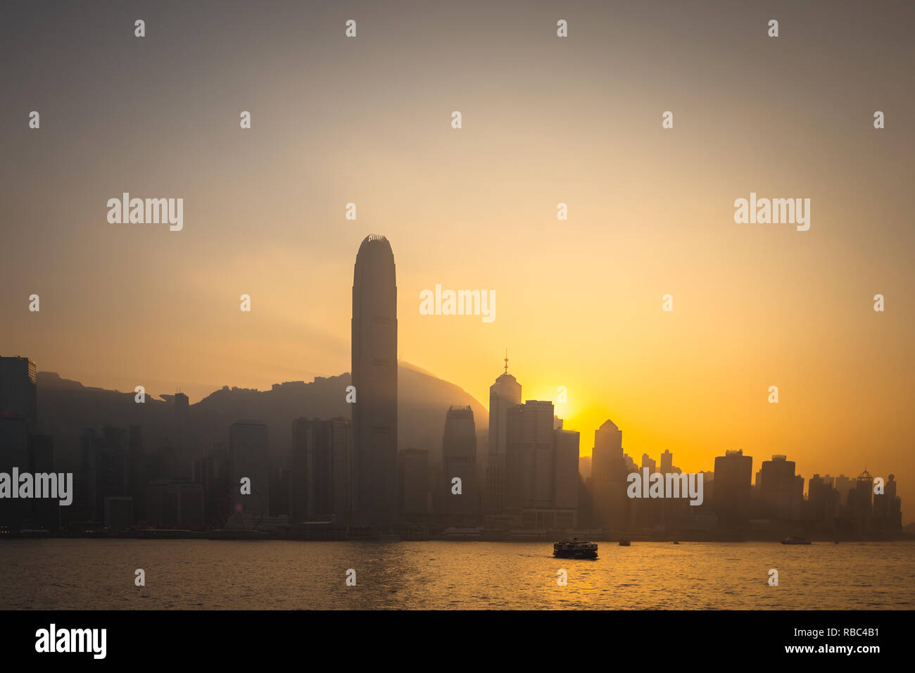 Hong Kong Victoria Harbour view with sunset Stock Photo - Alamy
