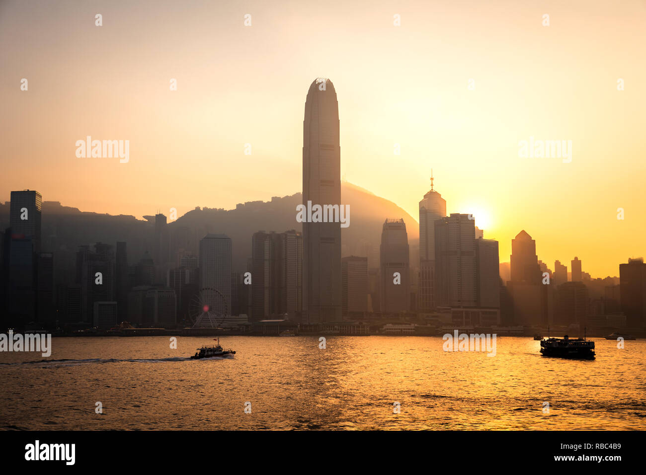 Hong Kong Victoria Harbour view with sunset Stock Photo - Alamy