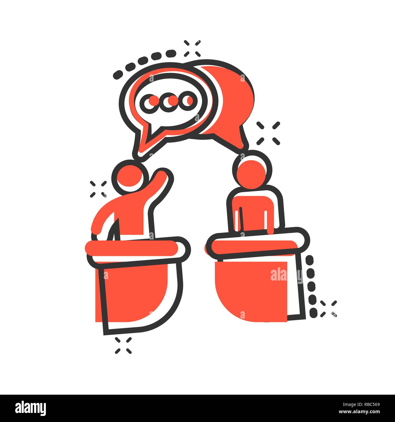 Politic debate icon in comic style. Presidential debates vector cartoon