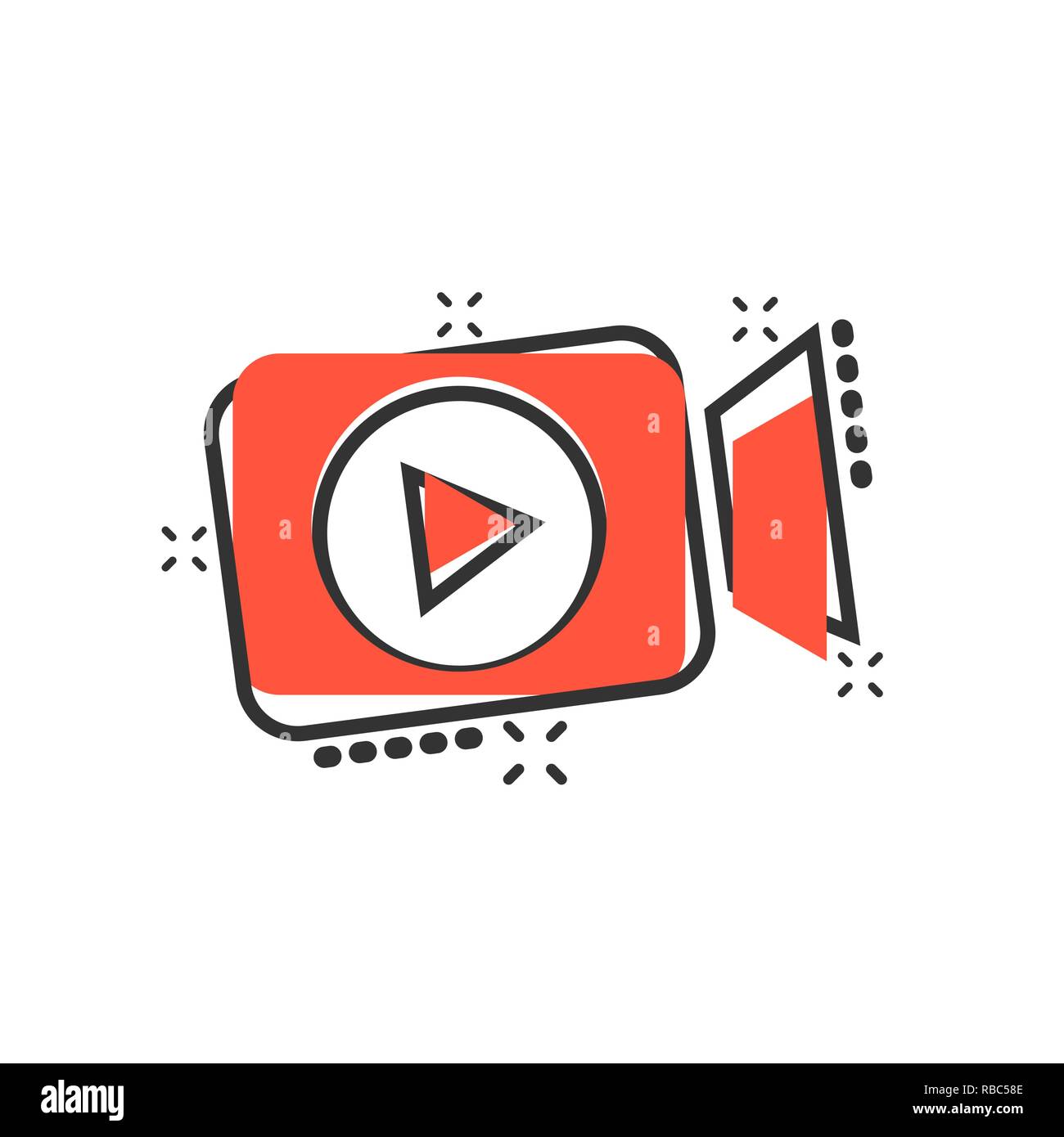 Video camera icon in comic style. Movie play vector cartoon illustration  pictogram. Video streaming business concept splash effect Stock Vector  Image & Art - Alamy