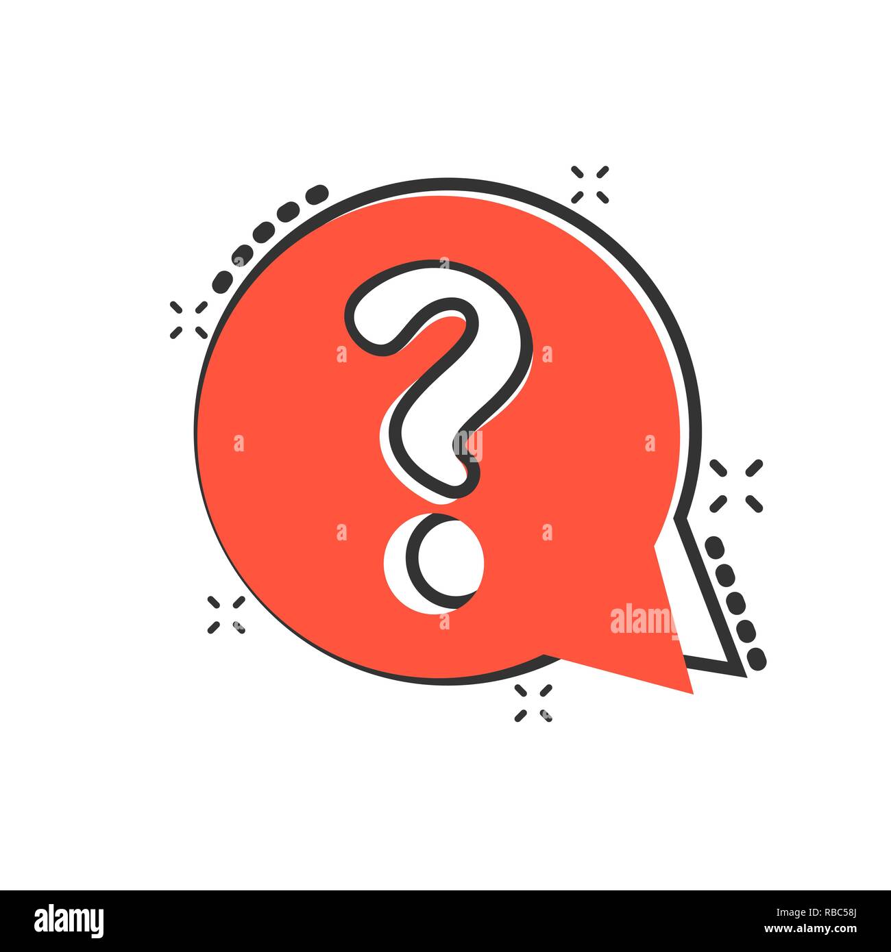 Question mark icon in comic style. Discussion speech bubble vector