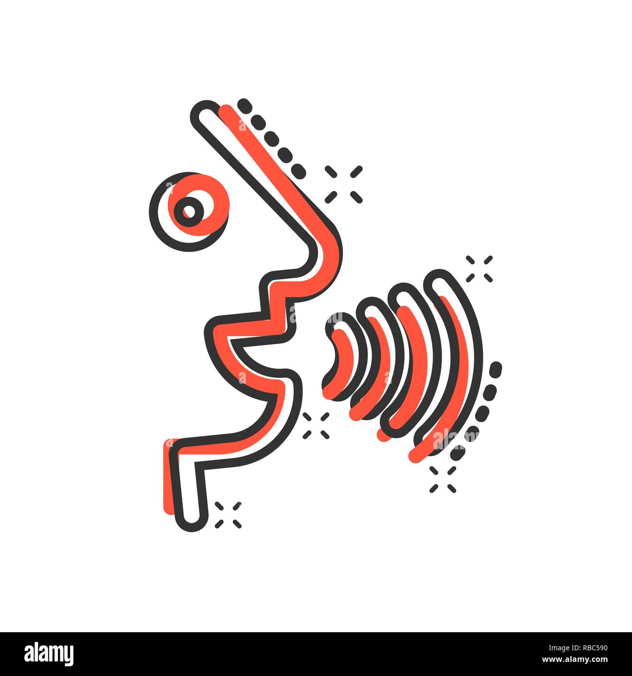 Voice command with sound waves icon in comic style. Speak control