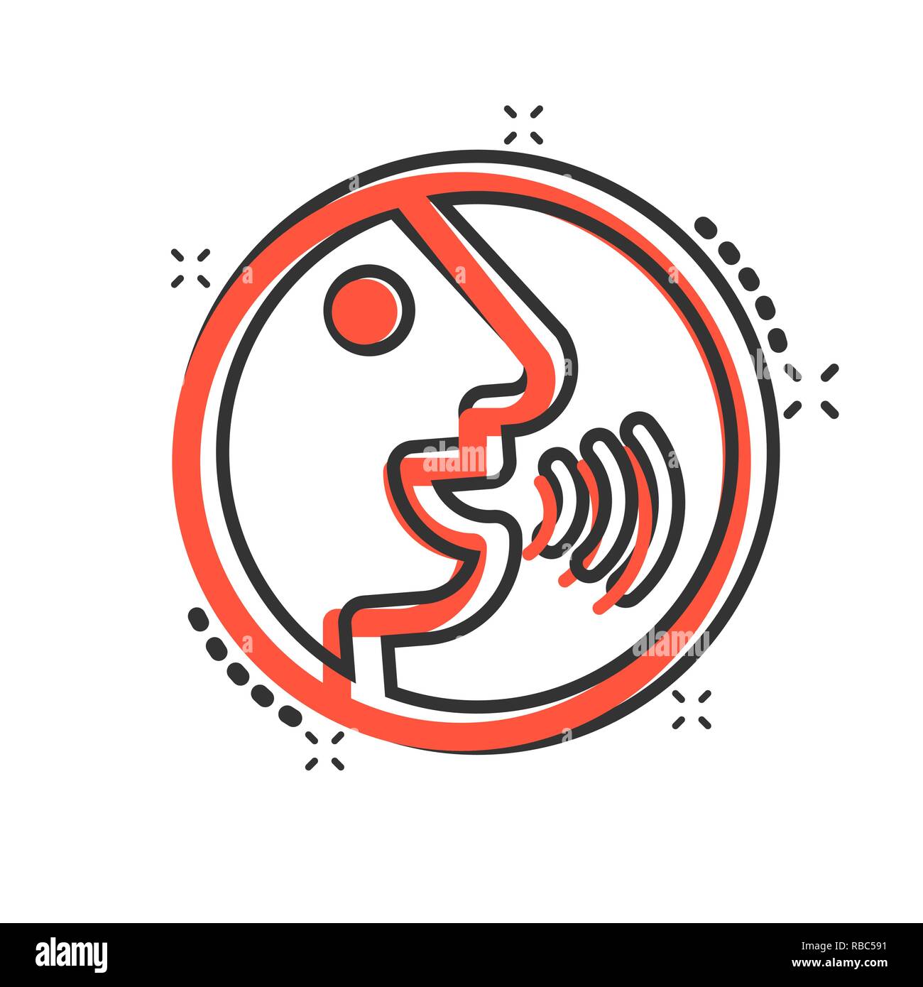 Voice command with sound waves icon in comic style. Speak control