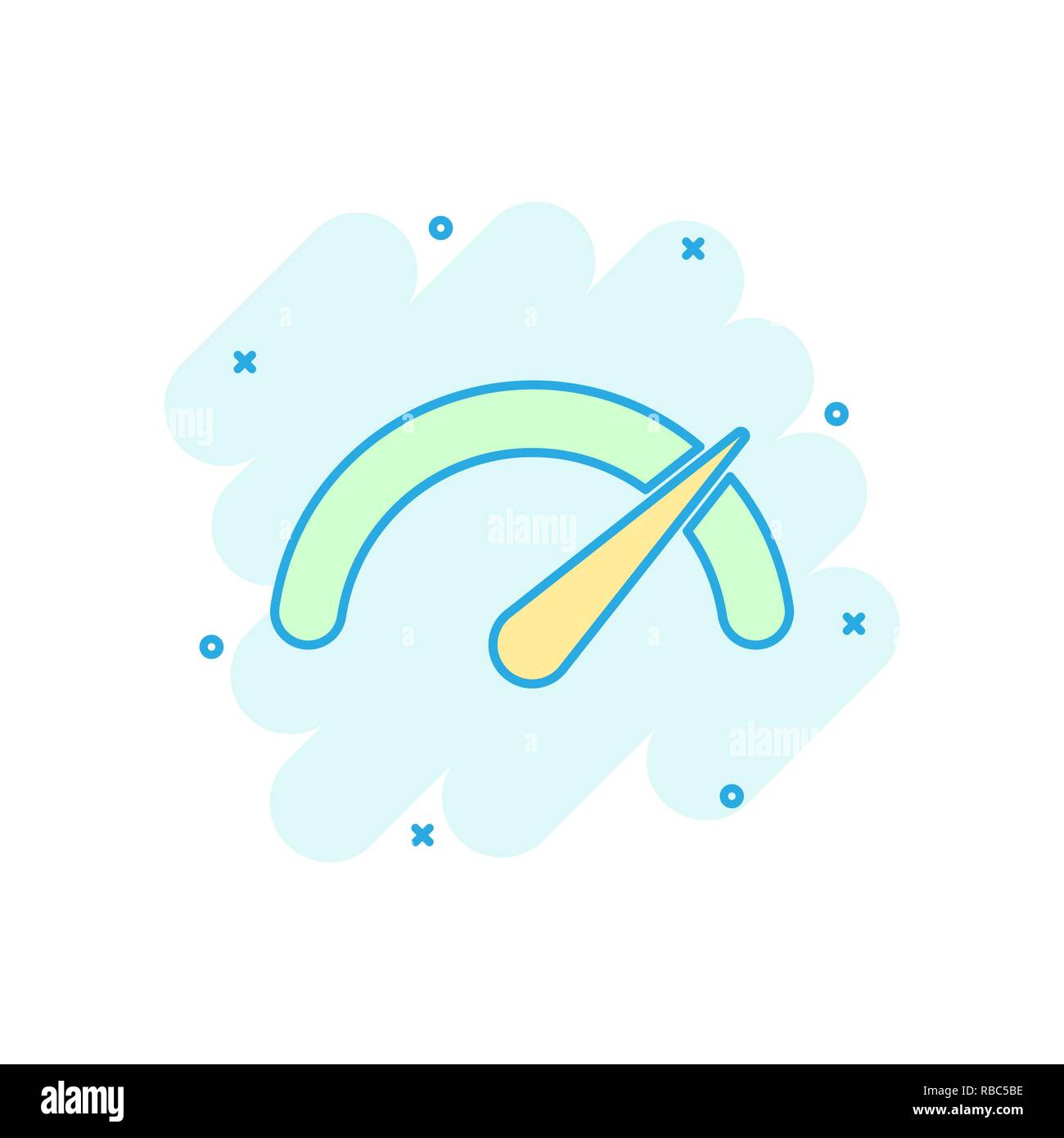 Meter dashboard icon in comic style. Credit score indicator level ...