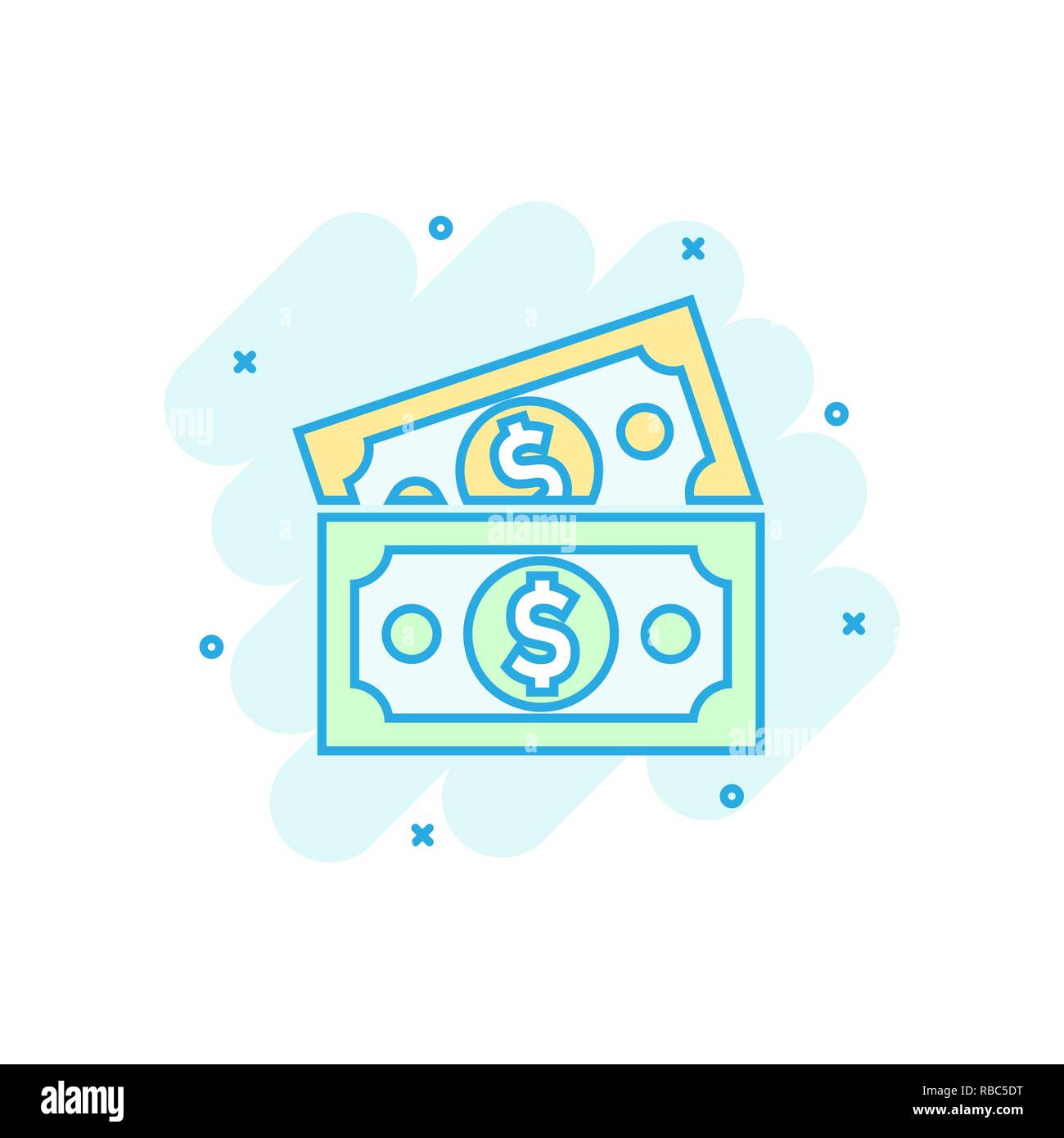 Dollar currency banknote icon in comic style. Dollar cash vector ...