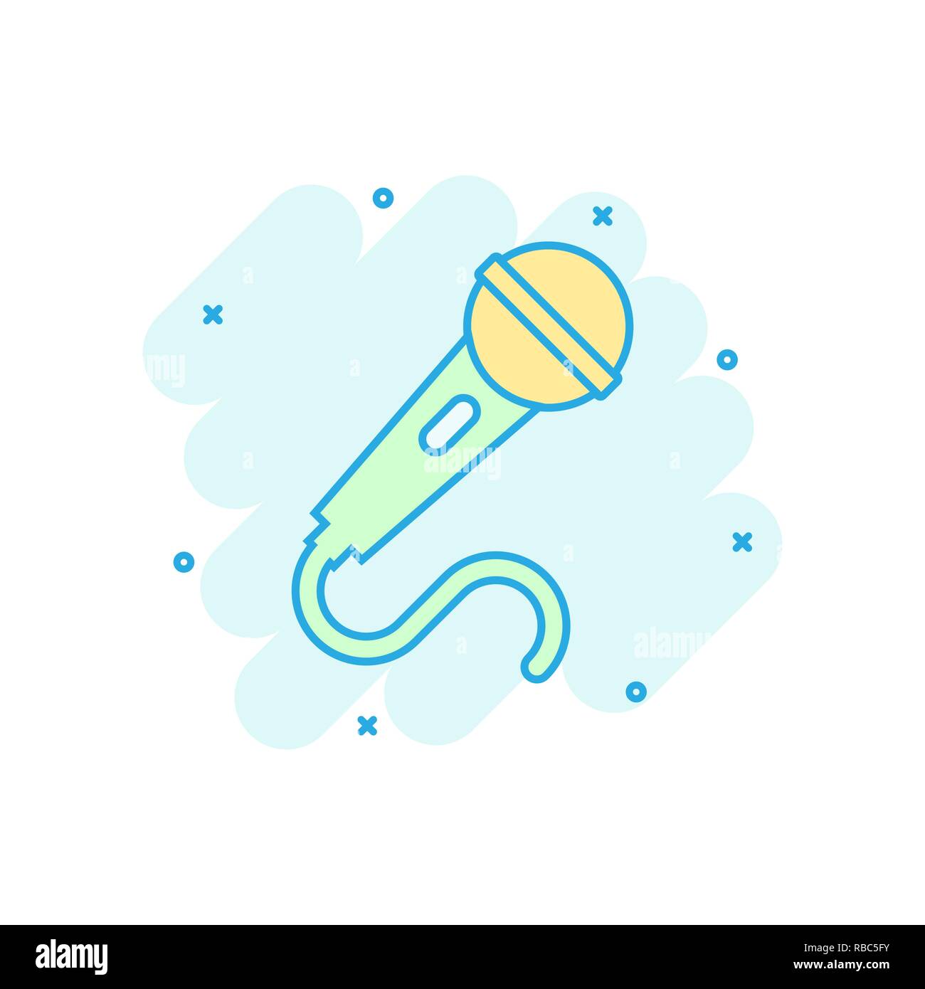Microphone icon in comic style. Mic broadcast vector cartoon ...