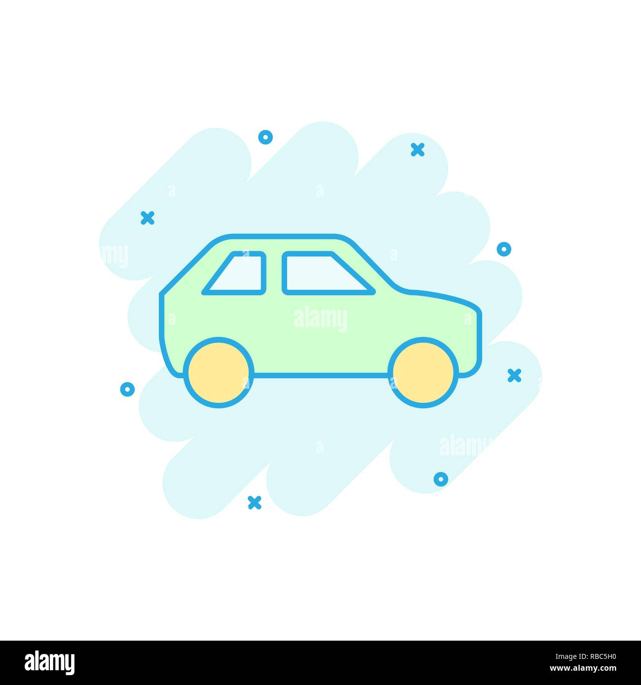 Car icon in comic style. Automobile car vector cartoon illustration ...