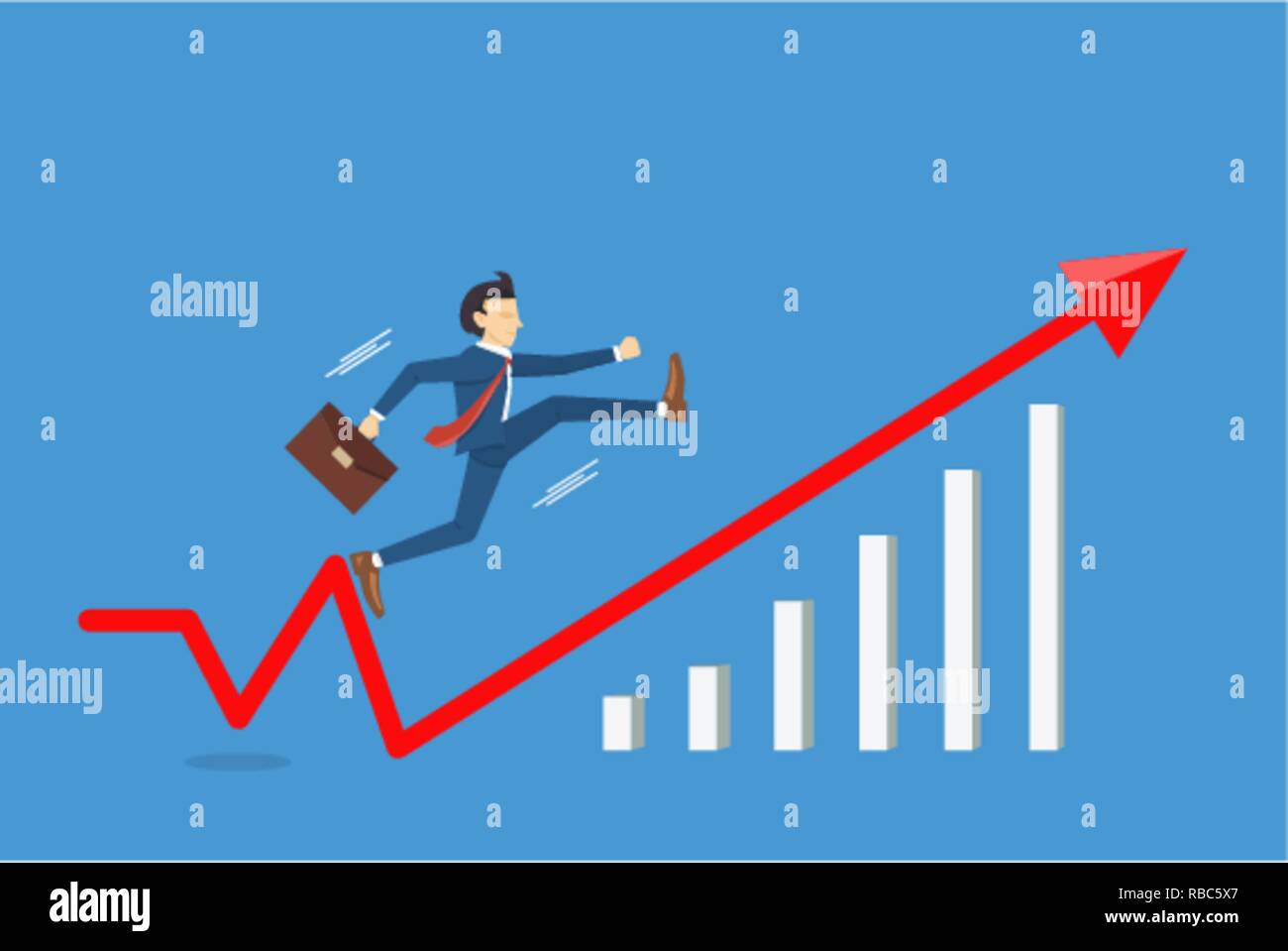 Businessman jumping to success with fast, Business breakthrough success ...