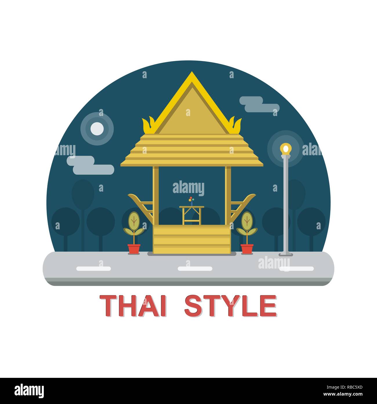 Rest area thai style vector illustration Stock Vector