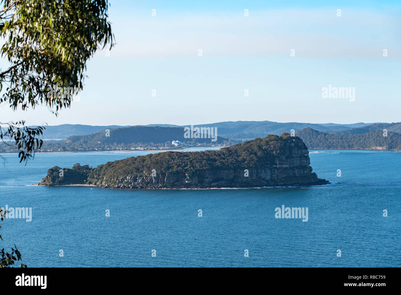 Lion Island in Broken Bay at the mouth of the Hawkesbury River between   the northern tip of Sydney and the beginning of the Central Coast, NSW AUST Stock Photo