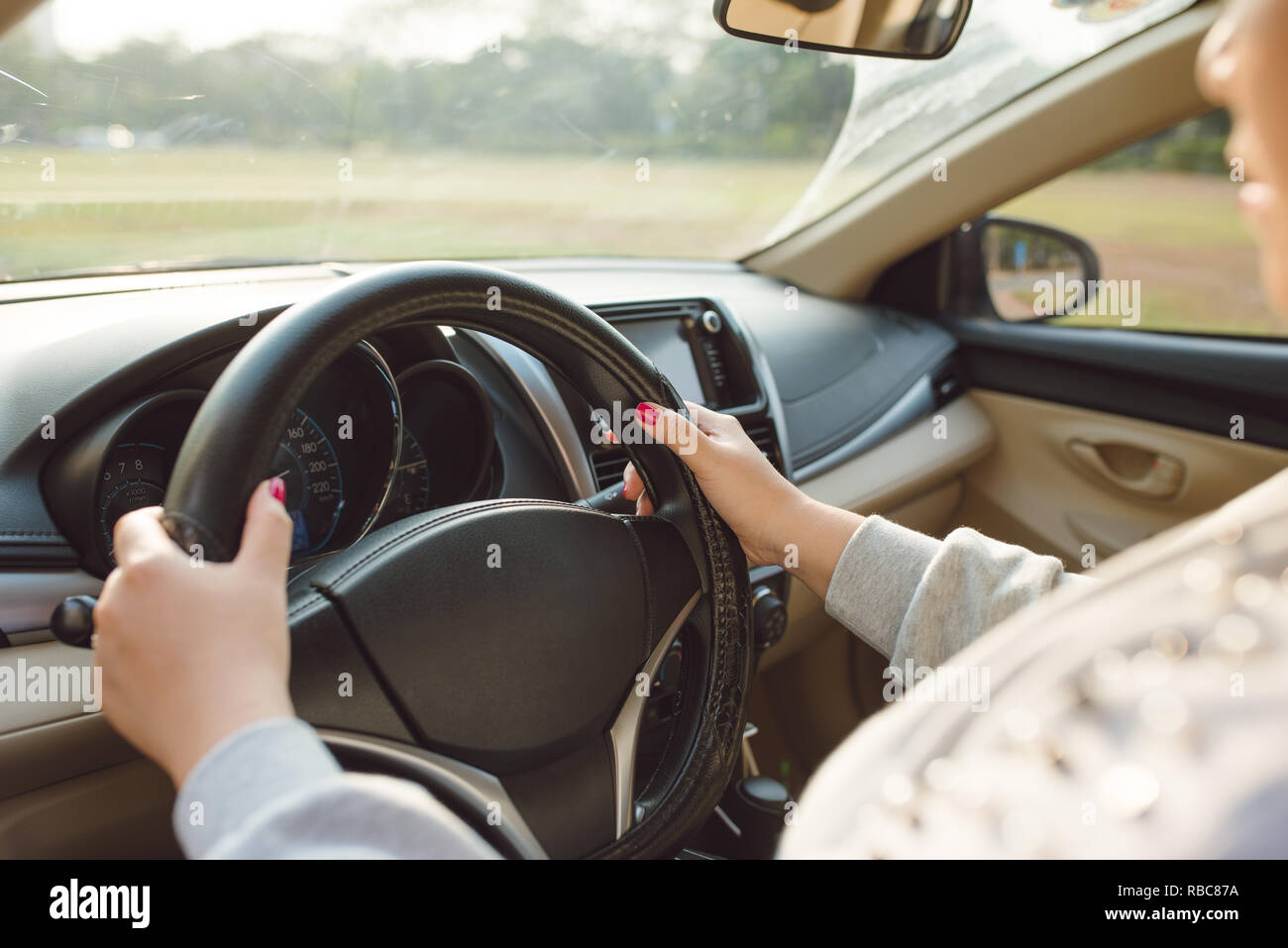 Hands on steering wheel hi-res stock photography and images - Alamy