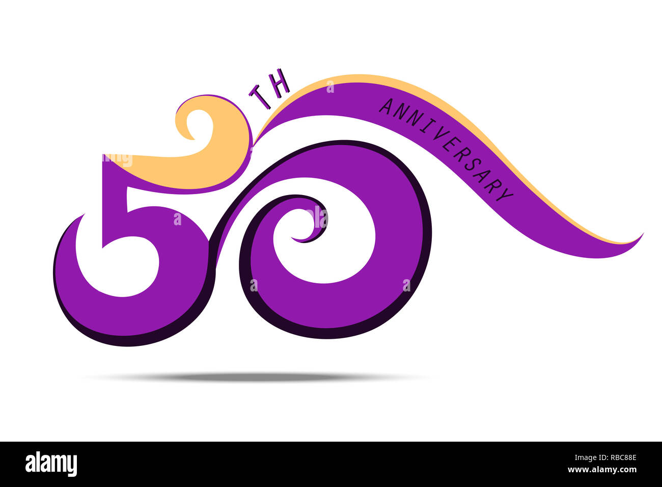 50 th anniversary and celebration, violet number logo and sign art on white background Stock Photo