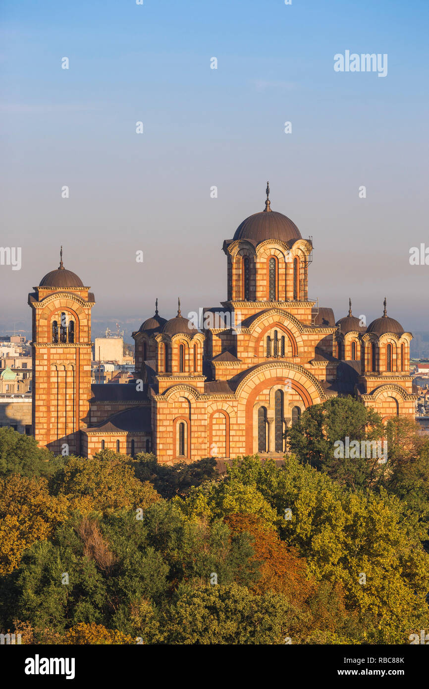 Serbia, Belgrade View of St Mark's Church in Tasmajdan Park Stock Photo
