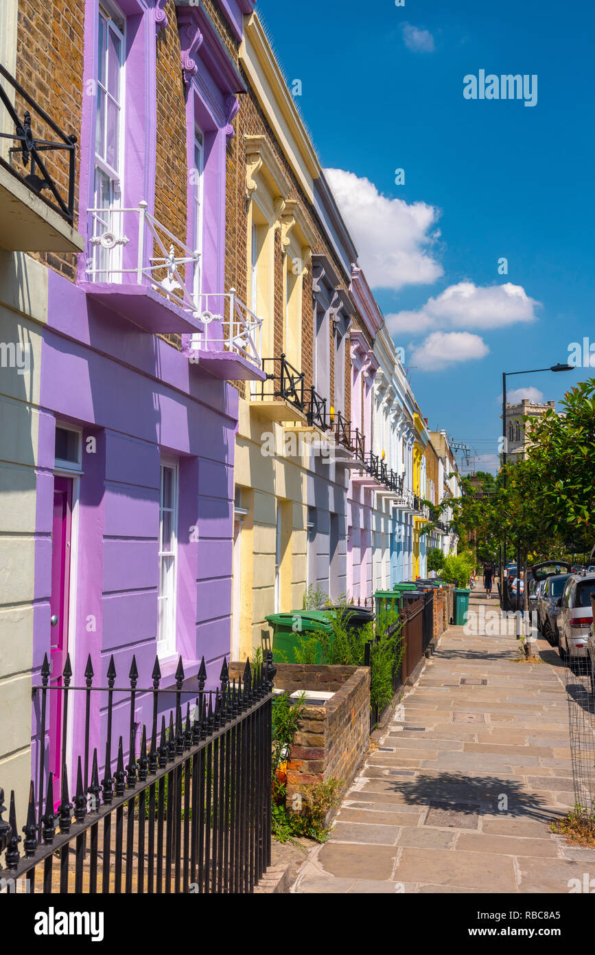 UK, England, London, Camden, Hartland Road, colourful houses Stock Photo
