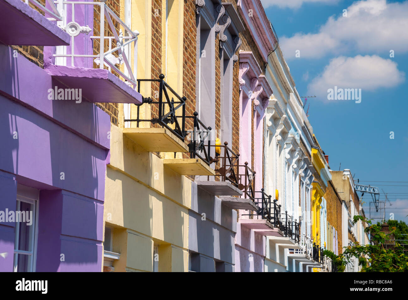 UK, England, London, Camden, Hartland Road, colourful houses Stock Photo