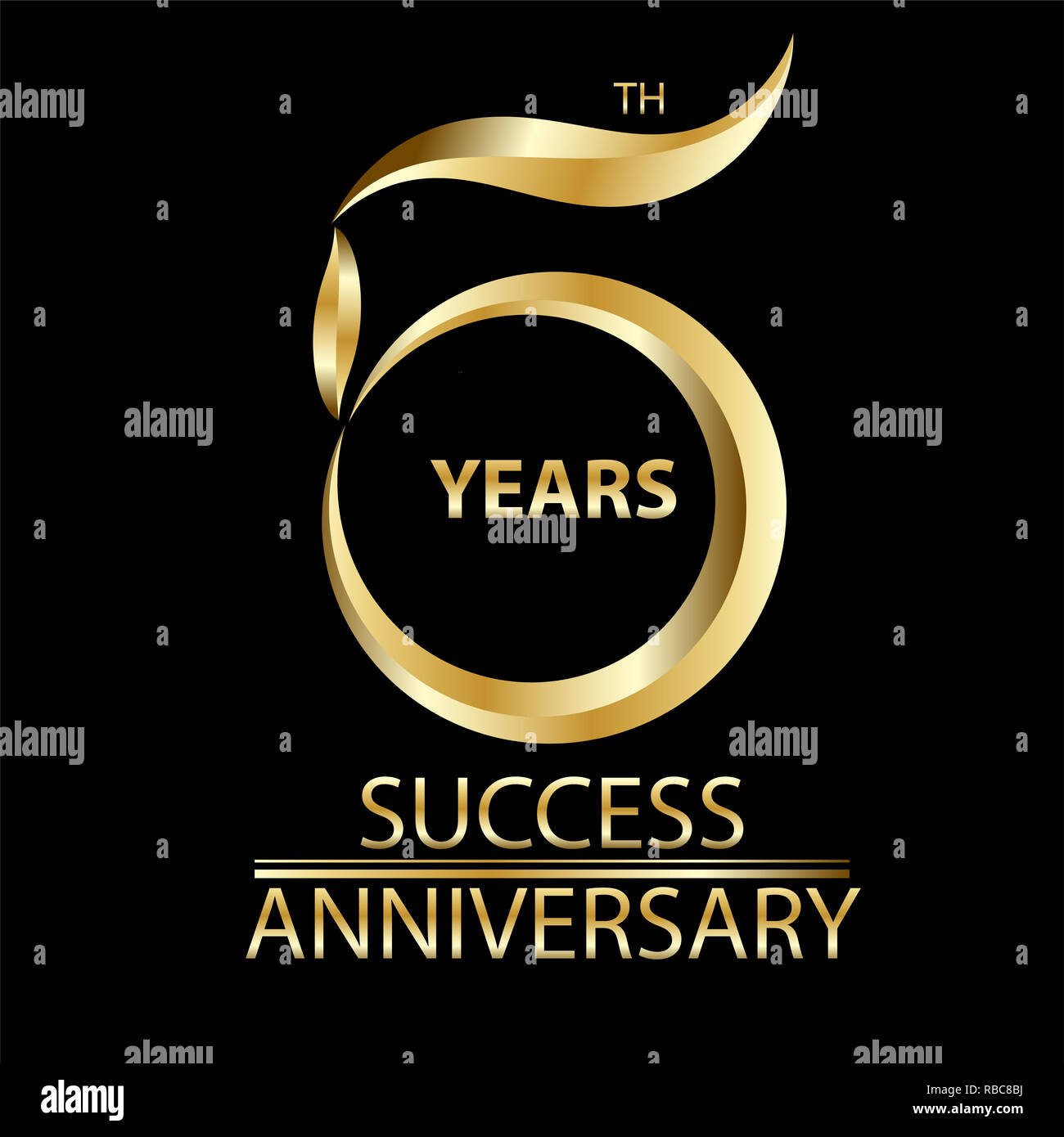 Golden 5th Anniversary Sign And Logo For Gold Celebration Symbol