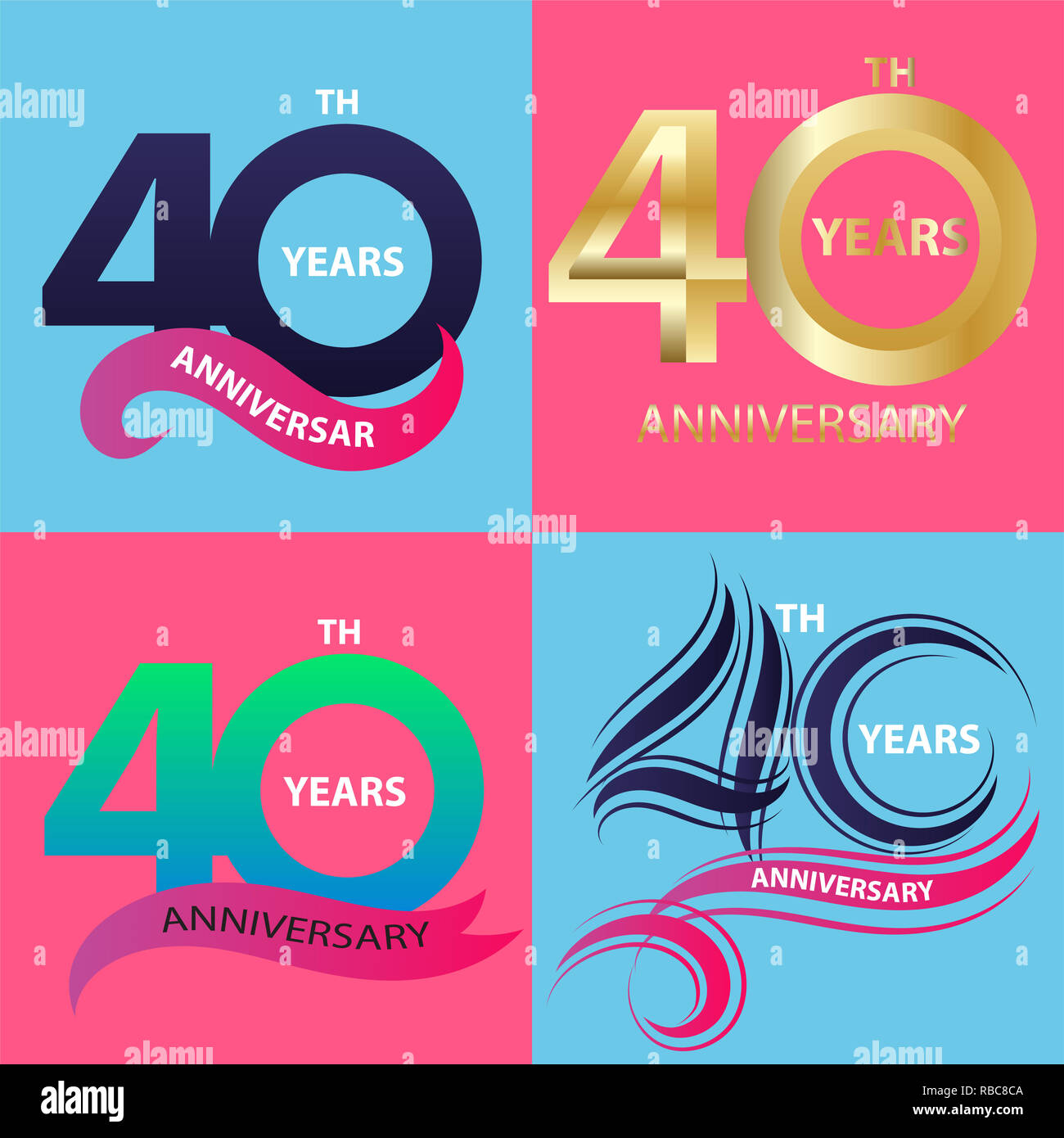 set 40th anniversary sign and logo celebration symbol Stock Photo - Alamy