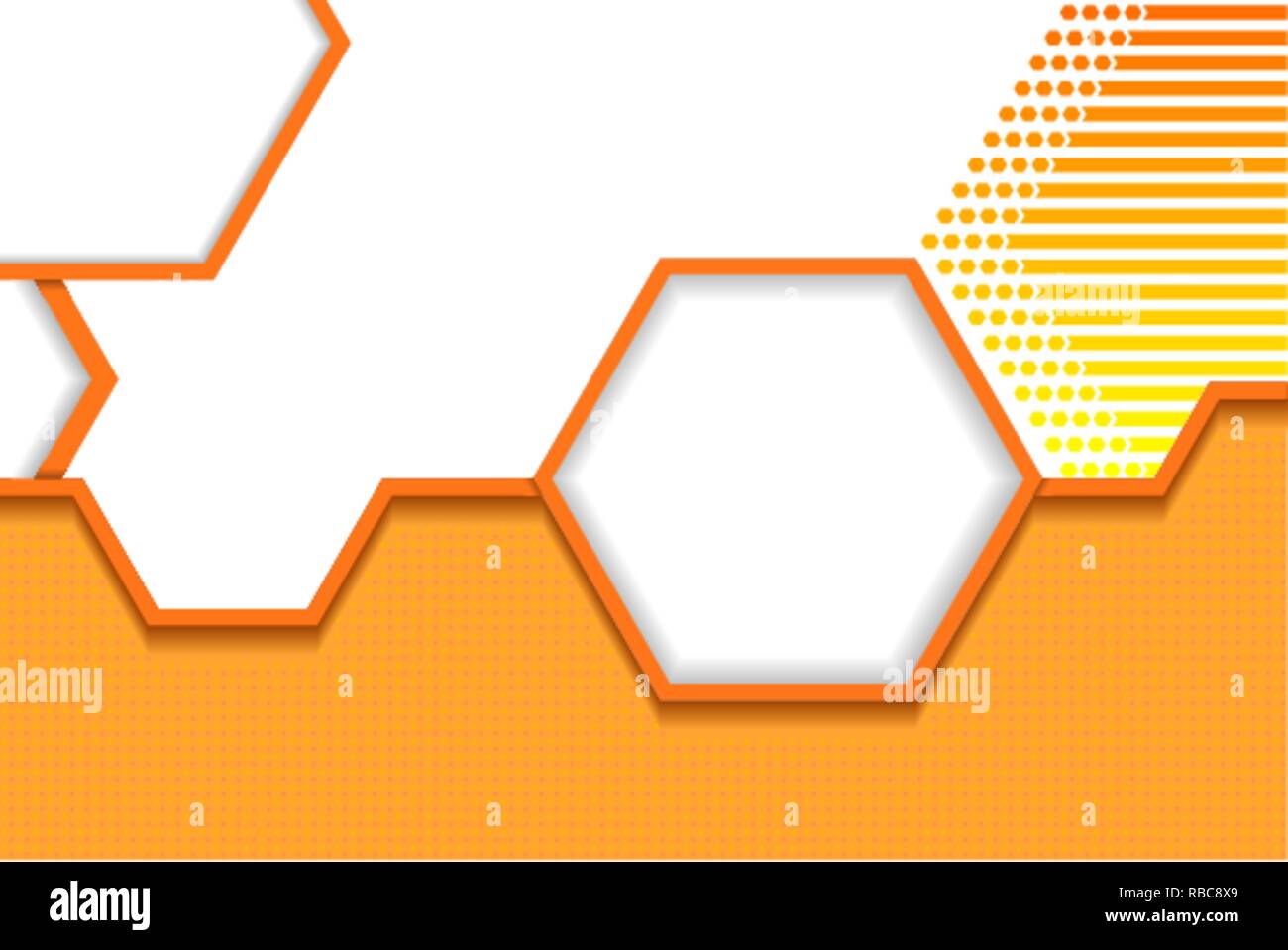 Abstract hexagon background, orange template vector illustration Stock Vector