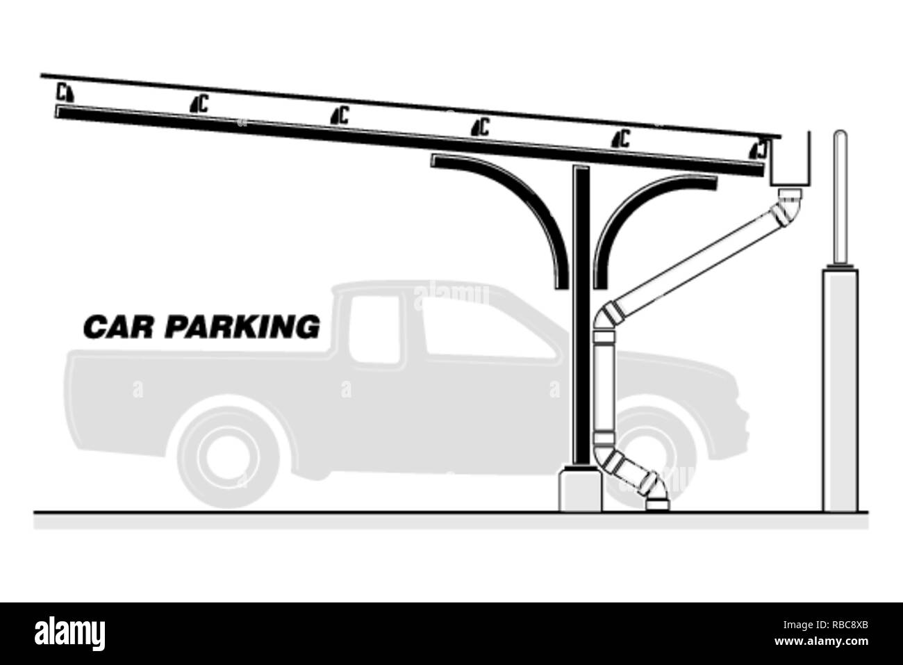 Side view of roof for car parking, vector illustration Stock Vector