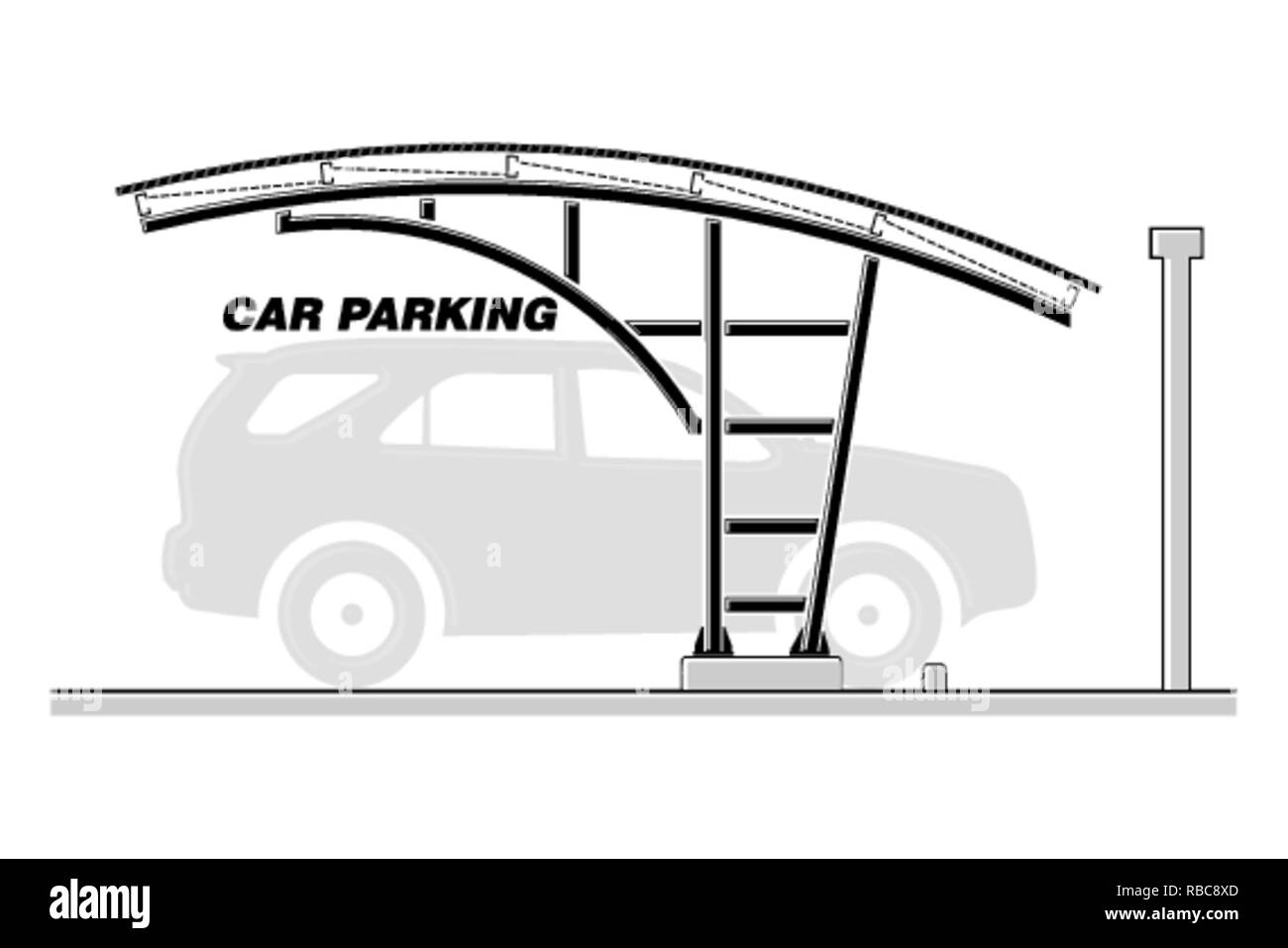 Side view of roof for car parking, vector illustration Stock Vector