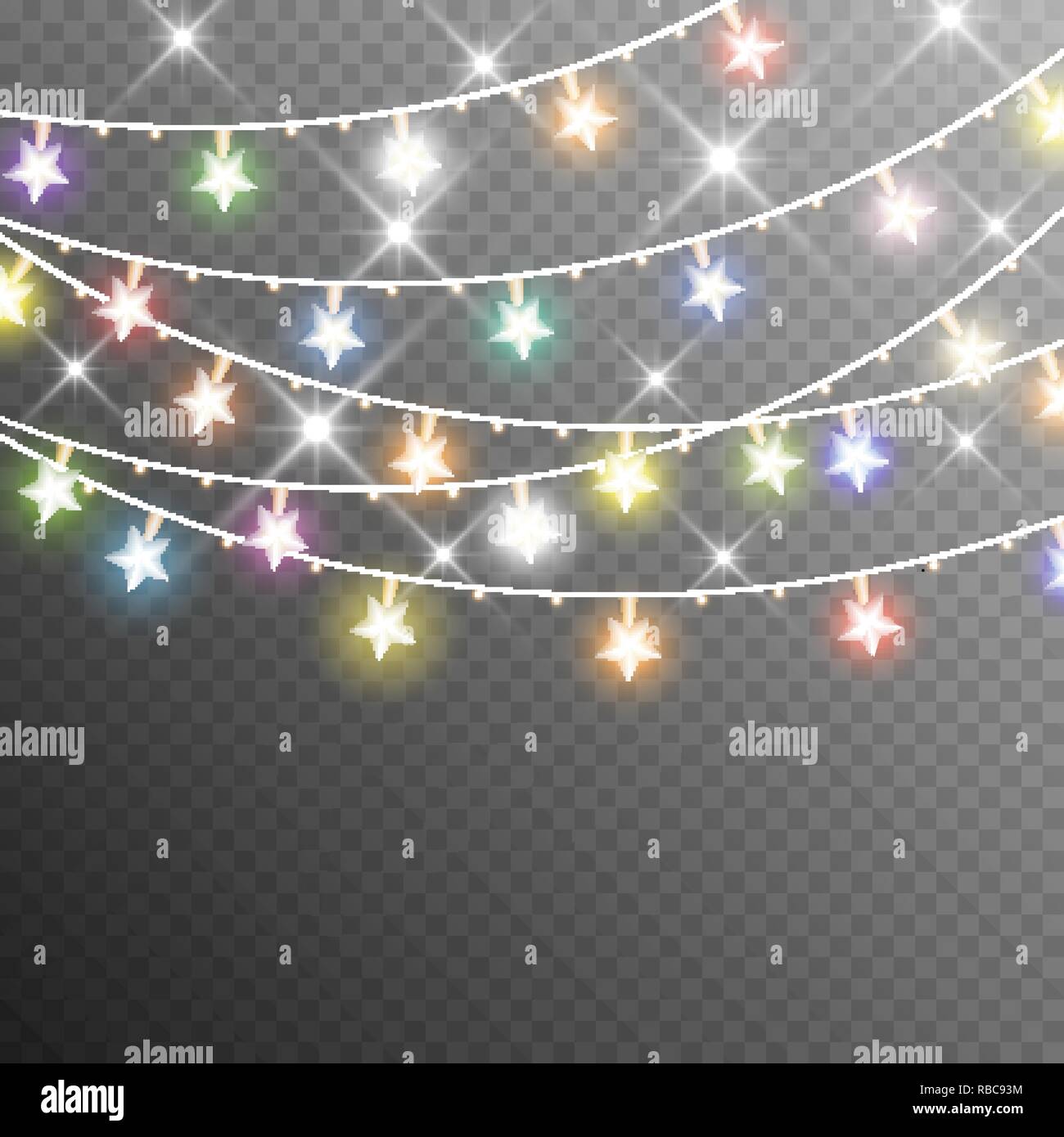 Christmas lights isolated on transparent background. Xmas glowing ...