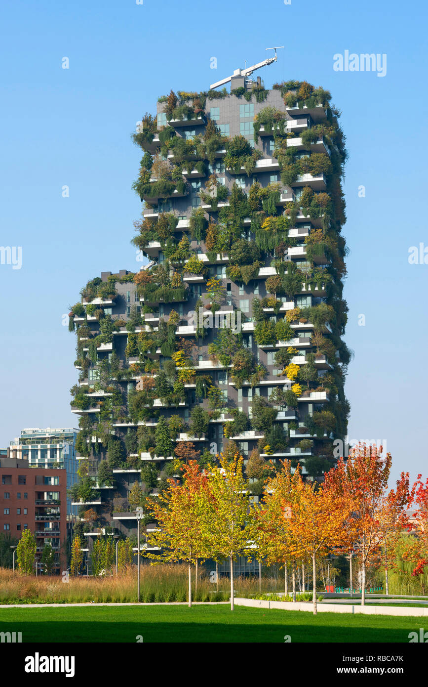 Bosco verticale building, Milan, Lombardy, Italy Stock Photo