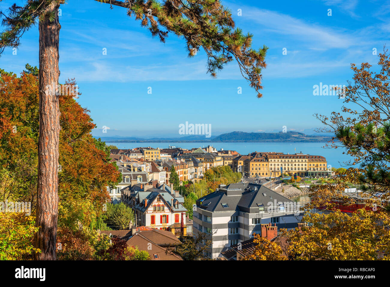 Neuchatel with Lac de Neuchatel and Bernese Alps, Neuchatel