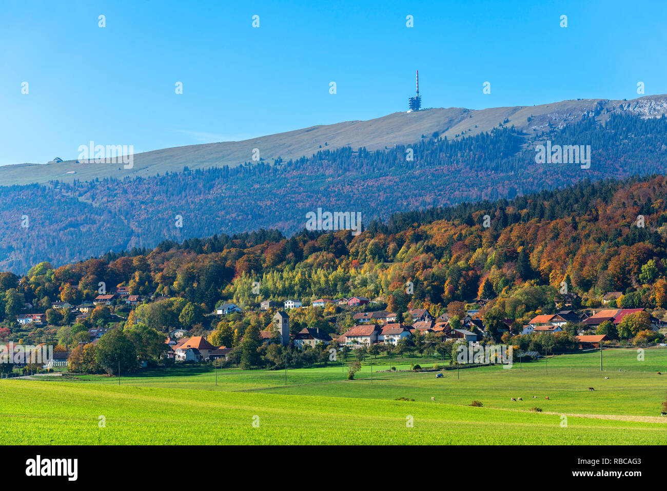 Le Chasseral, highest mountain of the Bernese Jura, Diesse, Bern, Switzerland Stock Photo