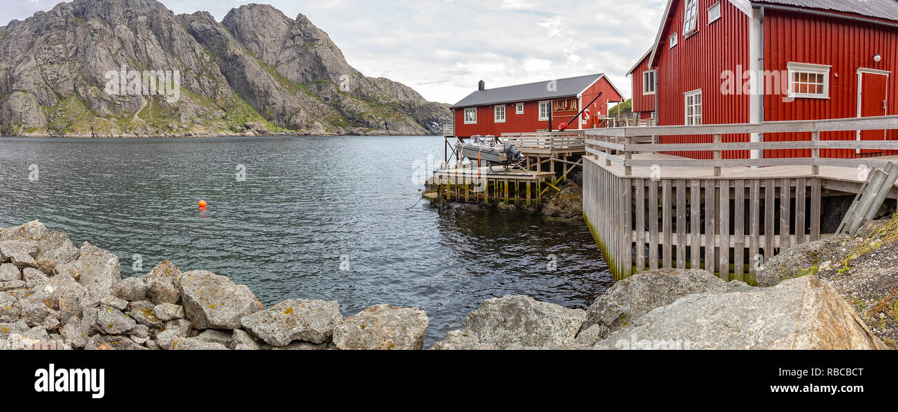 Red housed called Rorby on Lofoten Islands Fishing Village Stock Photo
