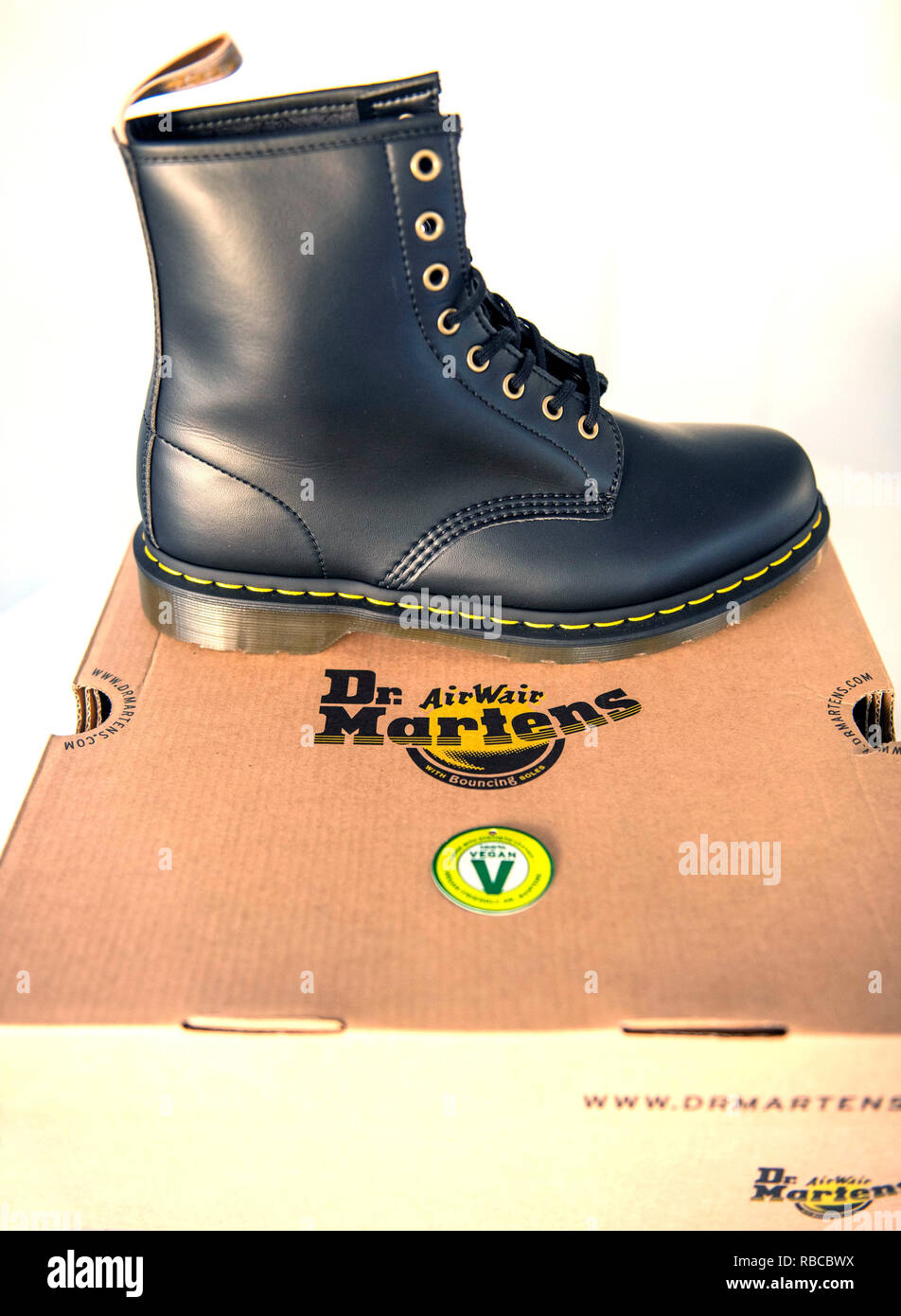 Vegan friendly Dr Martens boots. Stock Photo