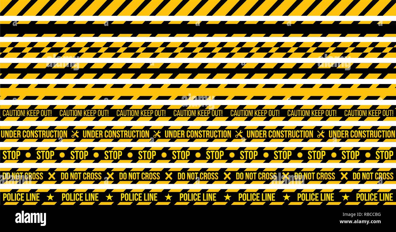 vector set of caution tapes on whit e background. Illustration consists