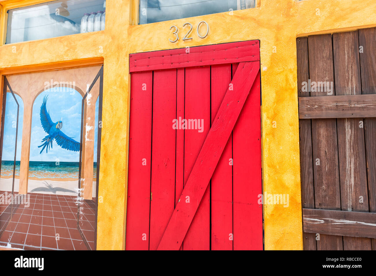 Key West Usa May 1 2018 Colorful Vibrant Saturated Yellow And Orange Colors At Famous Tropical Cafe Or Restaurant Facade Exterior In Florida Tra Stock Photo Alamy