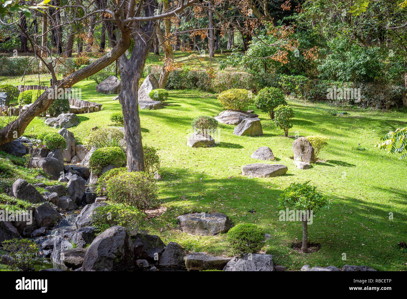Zen park river Stock Photo Alamy