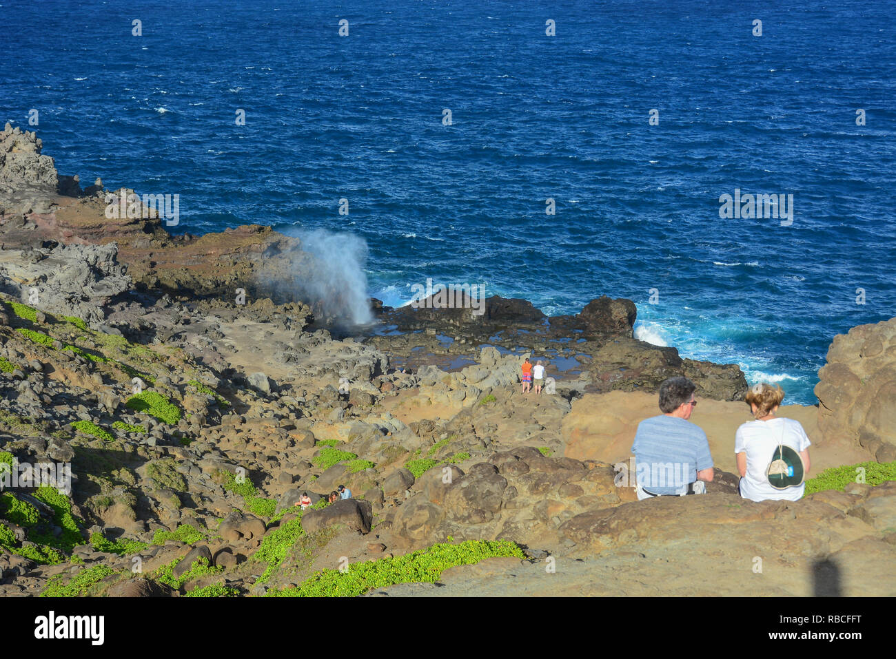 Blow Hole, Northwest Maui coast, Hawaiian Islands Stock Photo