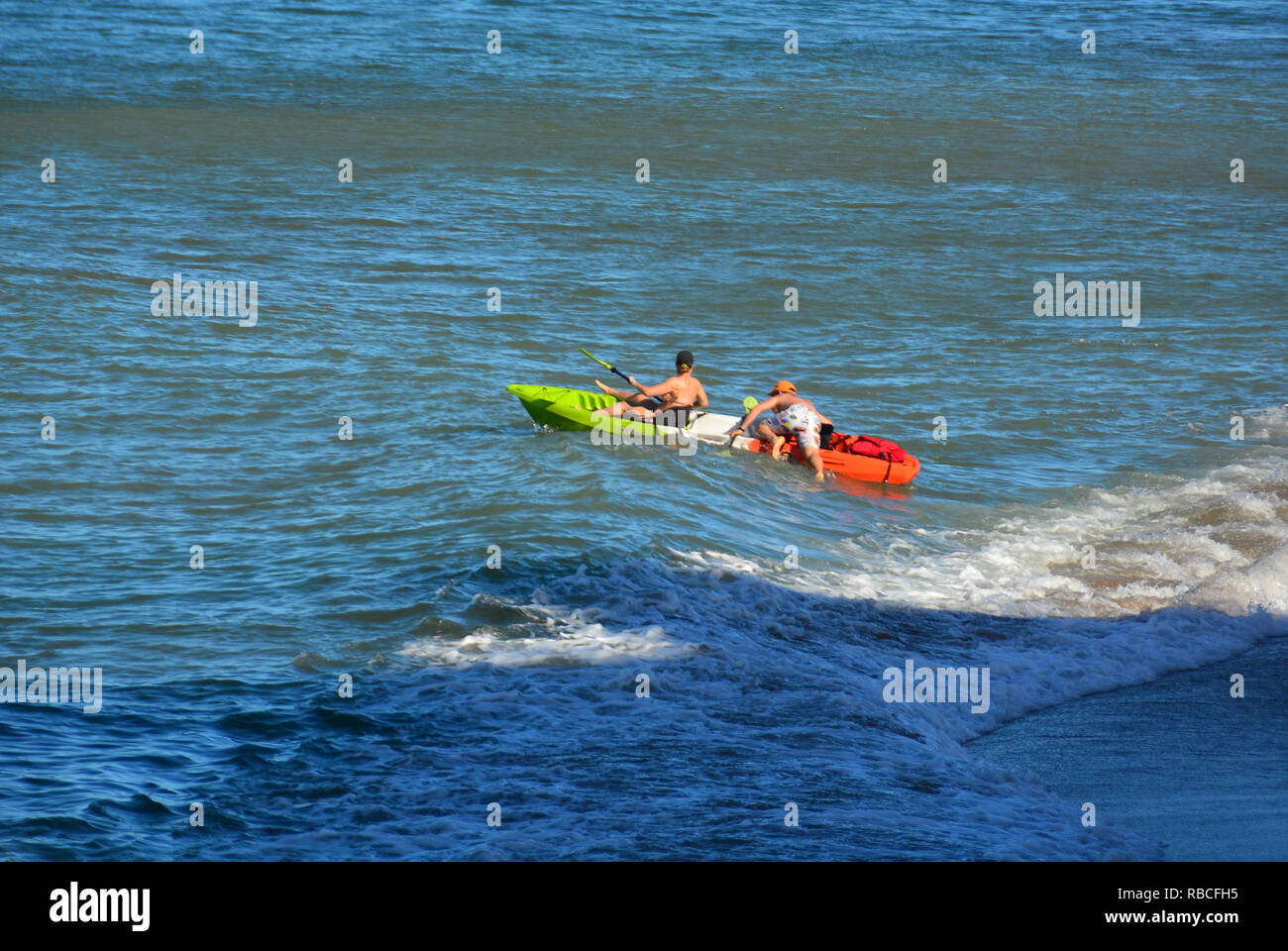 Lovely Kahana Beach on Maui, Hawaiian Islands. Situated between Kaanapali and Kapalua on the northwest coast. Great view of Molokai across the water Stock Photo