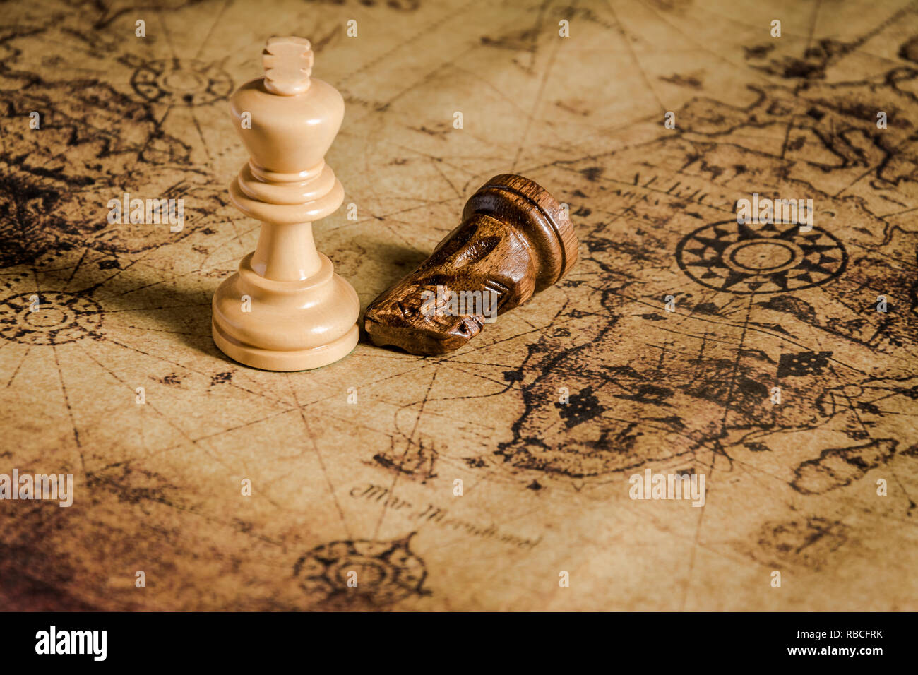 chess on old map Stock Photo - Alamy