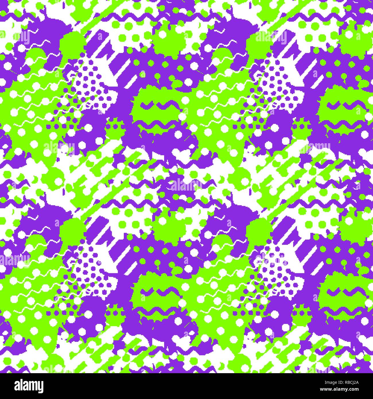 Abstract tile pattern with dots, geometric and fluid shapes Stock Vector