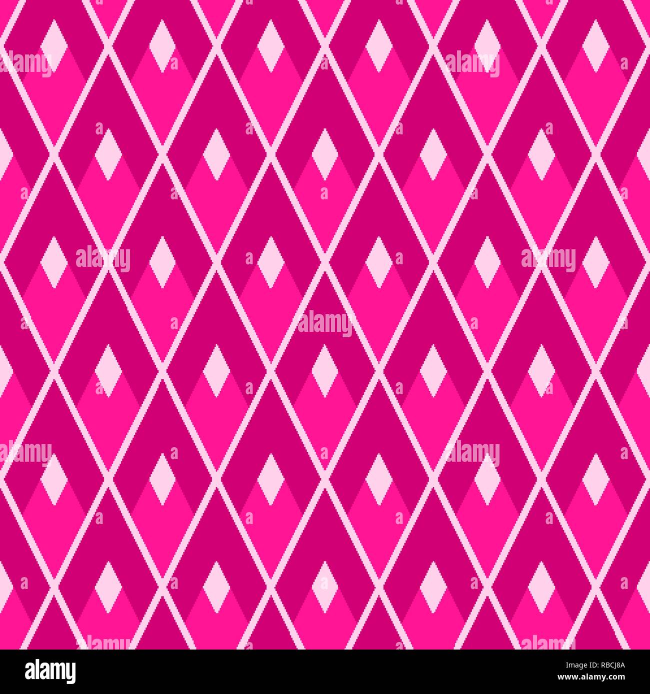 Abstract geometric seamless tile pattern with pink lozenges with acute angles Stock Vector