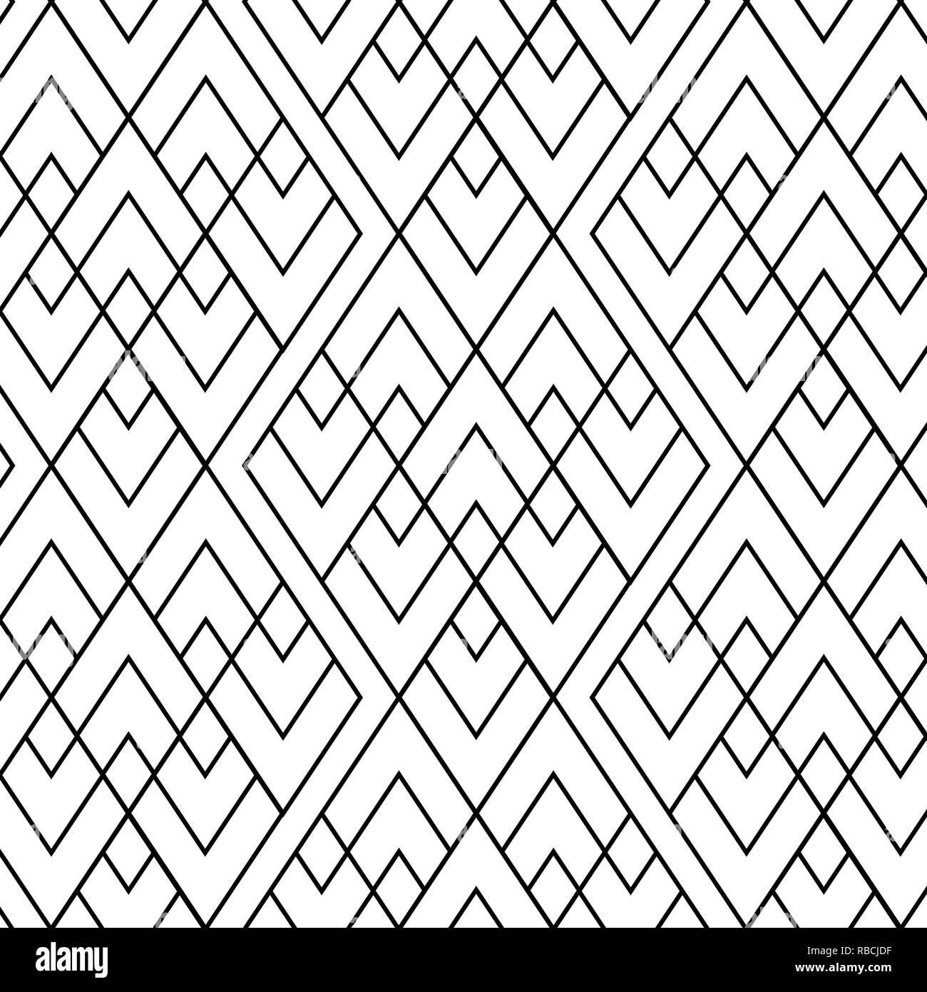 Seamless boho style pattern with outlined rhombus repeat. Stock Vector