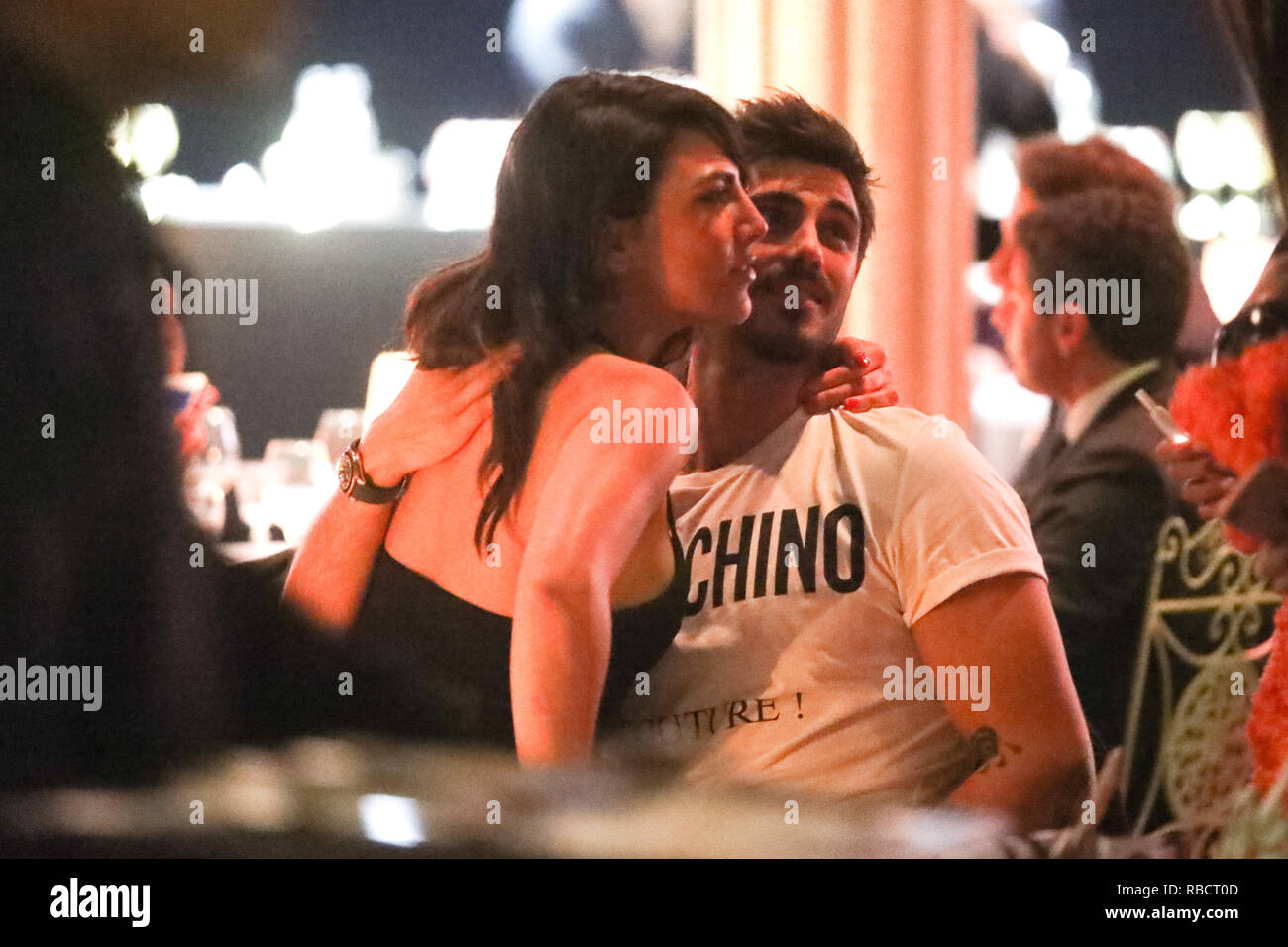 Rome Cinecitta Studios Moschino Fashion Show In The Picture Giulia Salemi And Francesco Monte Stock Photo Alamy