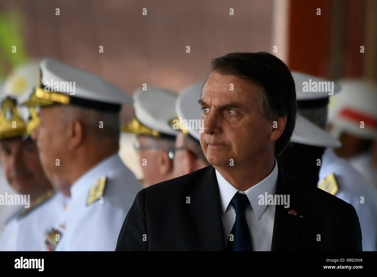 Brasilia, Brazil. 09th Jan, 2019. DF - Brasilia - 09/01/2019 - Possession of the General Commander of the Navy - Jair Bolsonaro, President of the Republic, during the inauguration this Tuesday, January 9, of Ilques Barbosa Junior as Commander General of the Navy in a ceremony held at the Clube Naval . Photo: Mateus Bonomi/AGIF Credit: AGIF/Alamy Live News Stock Photo