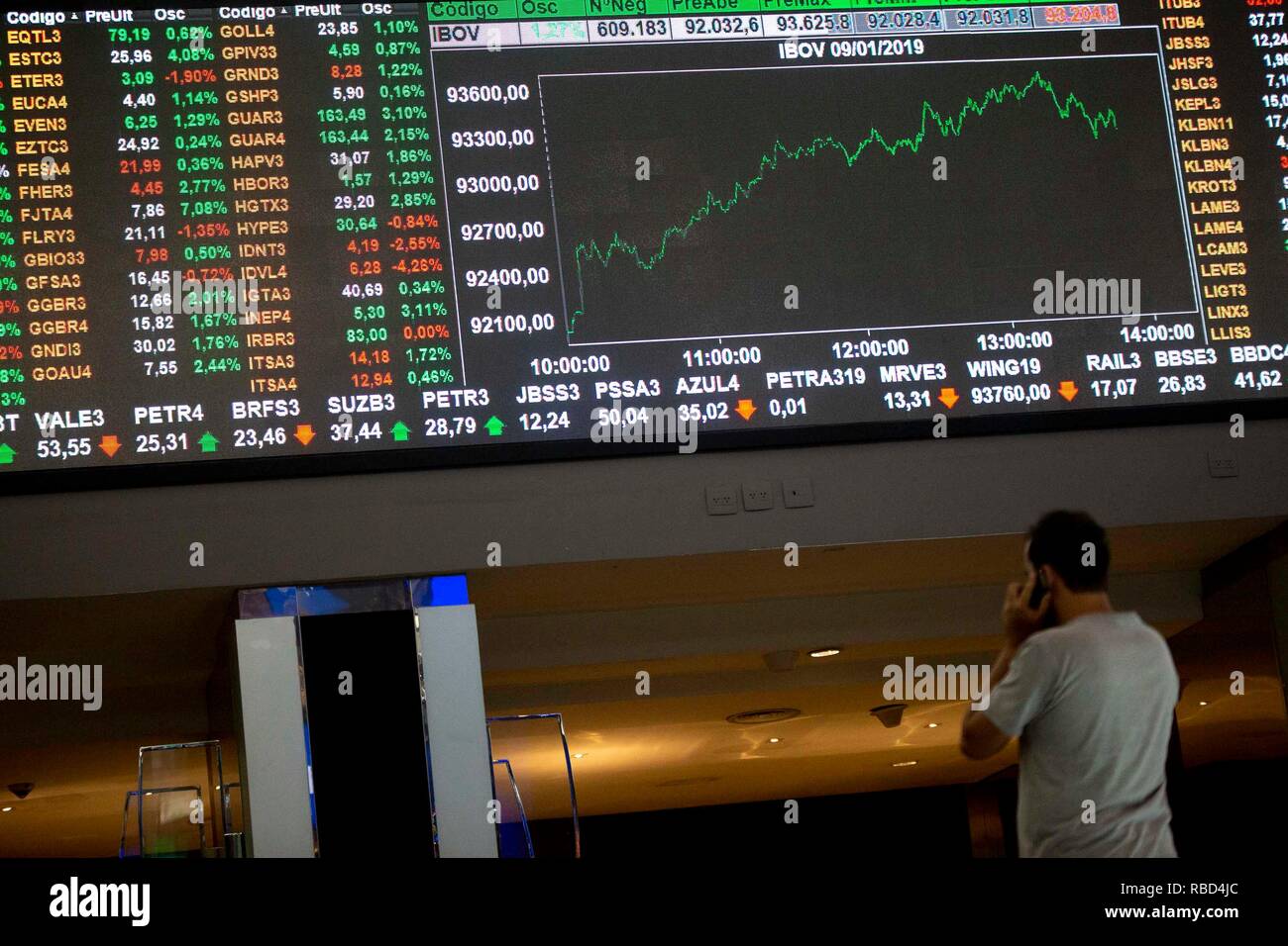SP - Sao Paulo - 09/01/2019 - Bovespa sets new record - The IBOVESPA Index hit a new record in the early afternoon of Wednesday, January 9th, operating above 93,000 points. Photo: Suamy Beydoun / AGIF Stock Photo