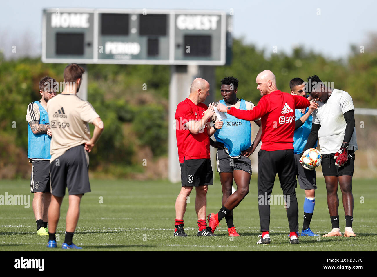 ORLANDO, 09-01-2019 , Erik ten Hag ,  Lassina Traore and Andre Onana during the Training Camp of Ajax at the Omni Orlando Resort. Stock Photo