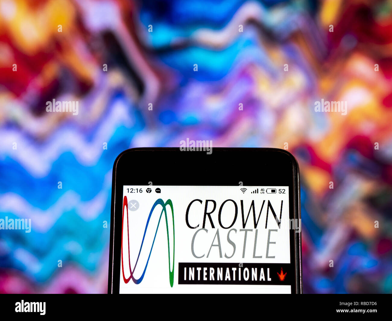 Kiev, Ukraine. 9th Jan, 2019. Crown Castle International Corp. Real estate investment trust company logo seen displayed on a smart phone. Credit: Igor Golovniov/SOPA Images/ZUMA Wire/Alamy Live News Stock Photo